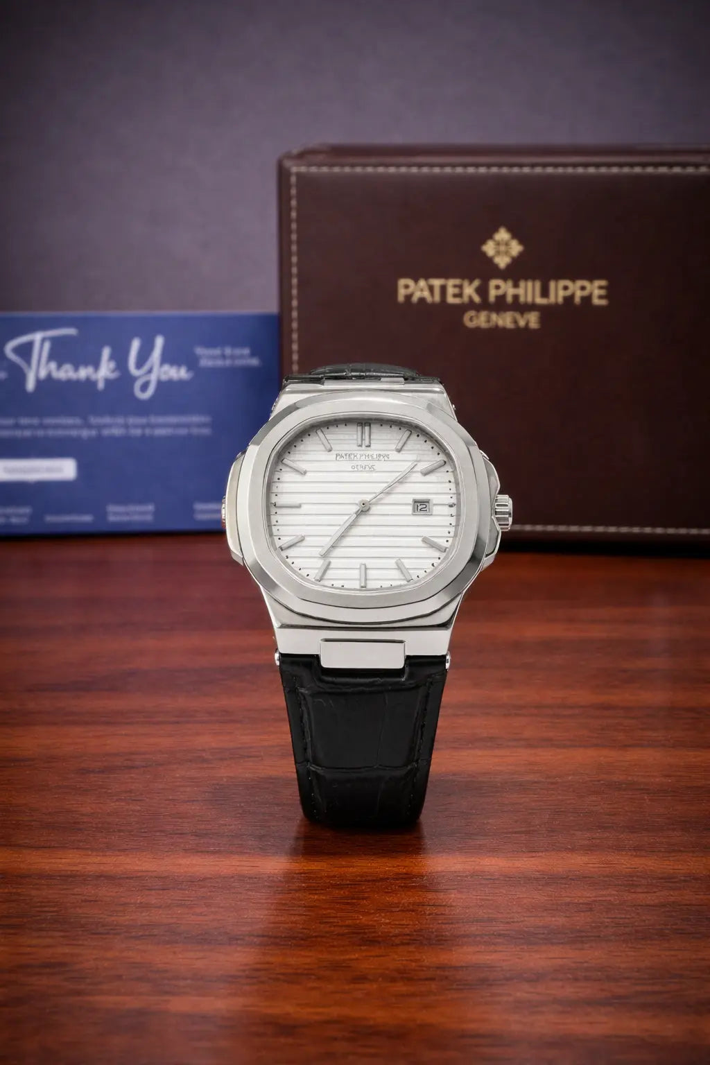 Patek Philippe Nautilus Leather Black and White (Buckle lock)