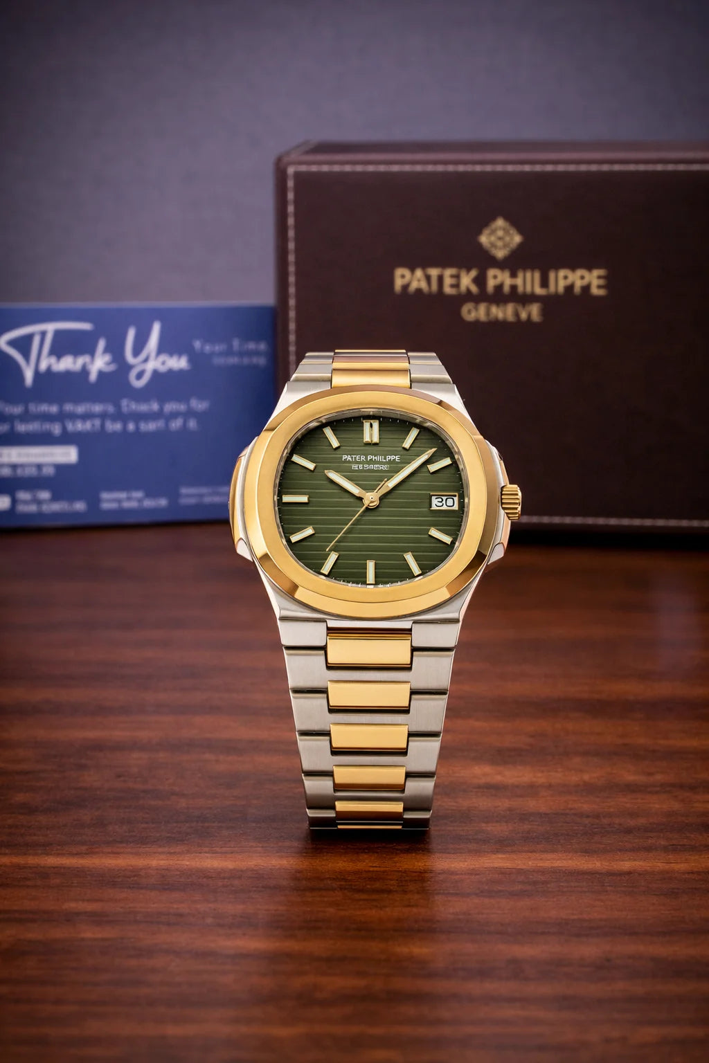 Patek Philippe Nautilus Two Tone Green and Gold