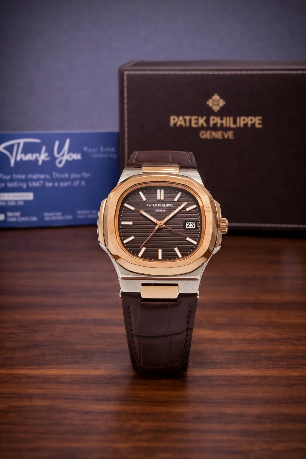 Patek Philippe Nautilus Leather Brown and Golden (Buckle lock)