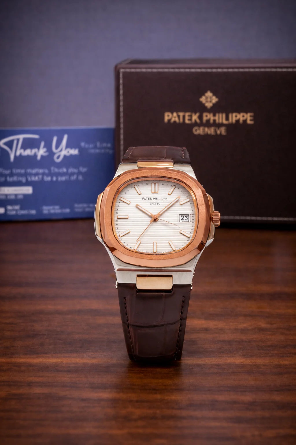 Patek Philippe Nautilus Leather Brown and White