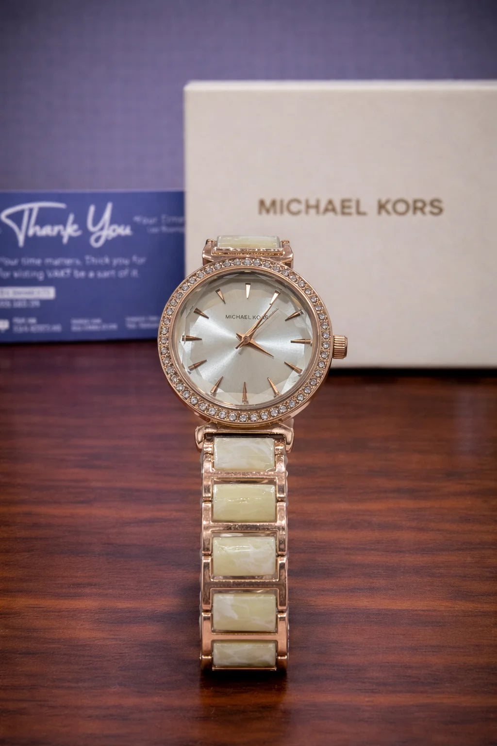 Michael Kors Darci Marble Chain - White and Gold