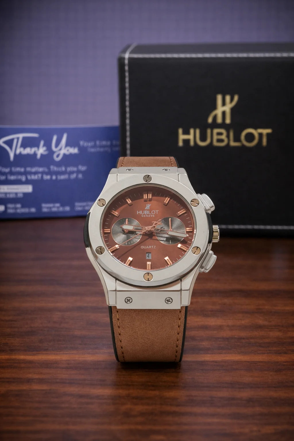Hublot Geneve Chronograph Watch – Brown Leather Strap