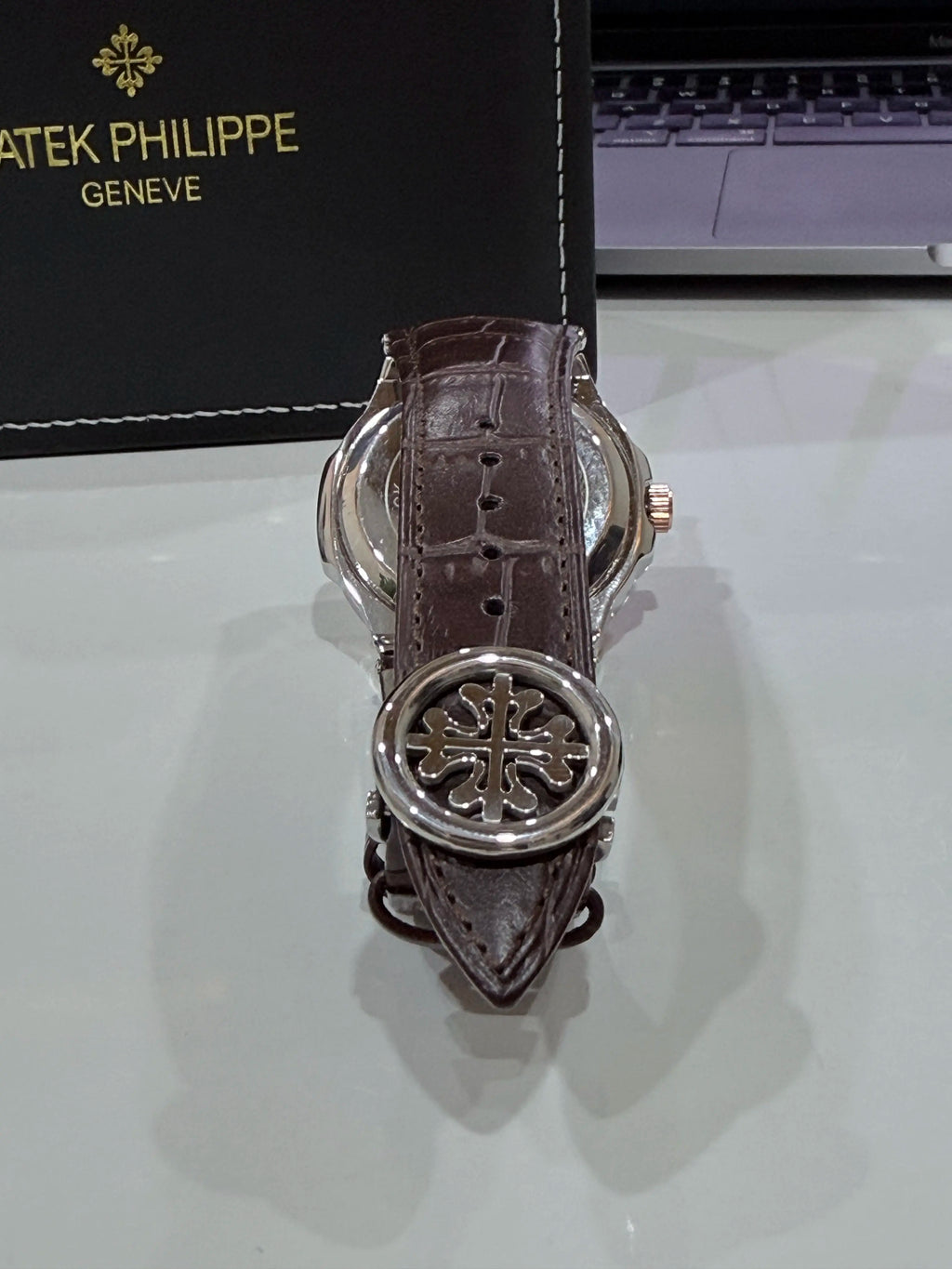 Patek Philippe Nautilus Leather Brown and Golden (Buckle lock)