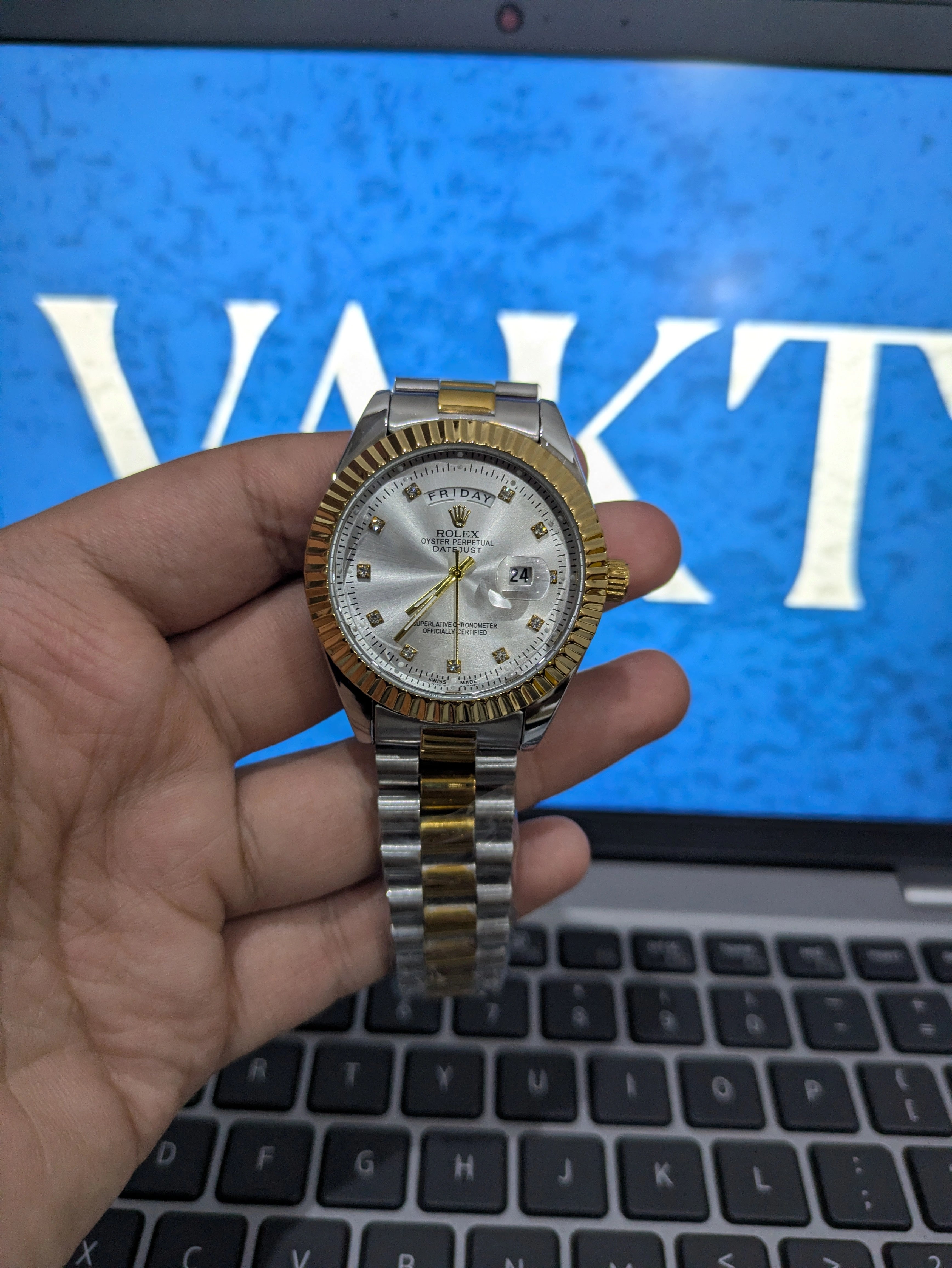 Rolex Oyster Perpetual Day-Date Watch - Gold and White