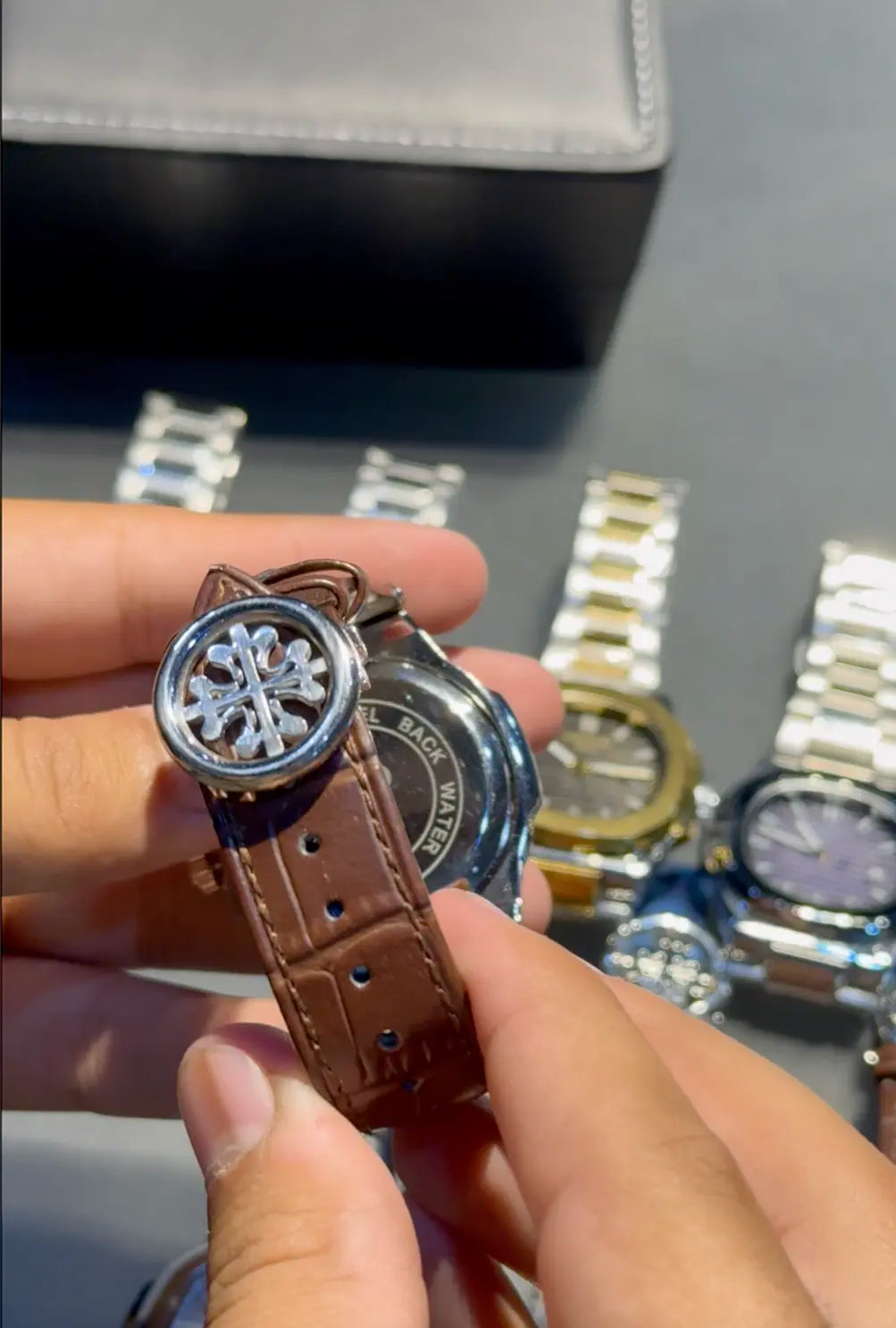 Patek Philippe Nautilus Leather Brown and Golden (Buckle lock)