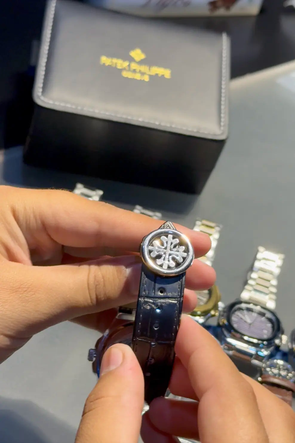 Patek Philippe Nautilus Leather Black and White (Buckle lock)